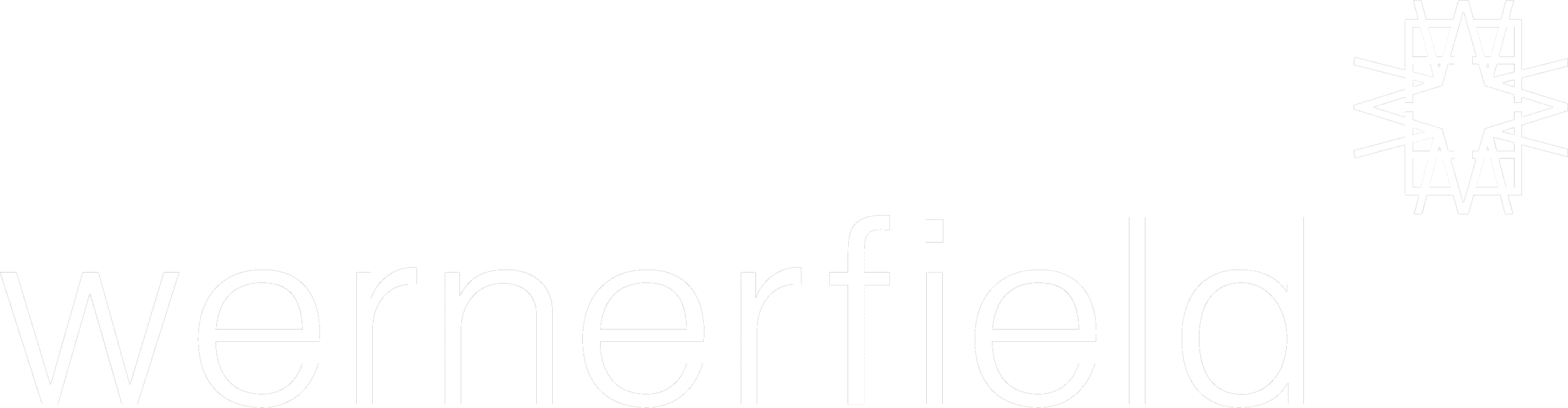 A white logo with the word wernerfield on it.